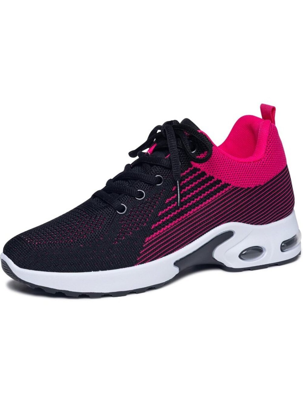 Women's Black And Pink Mesh Breathable Air Cushion Athletic Comfortable Sneaker